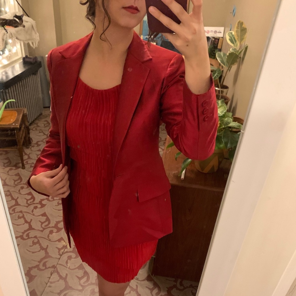 Oscar De La Renta red silk blazer RARE VINTAGE